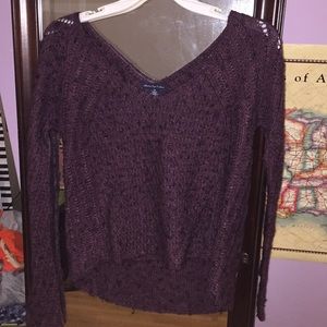 American Eagle Burgundy v neck sweater w/ sparkle